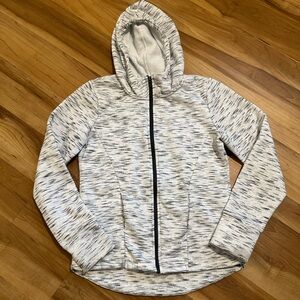 Danskin White and Black Patterned Fitted Zip up Hoodie
